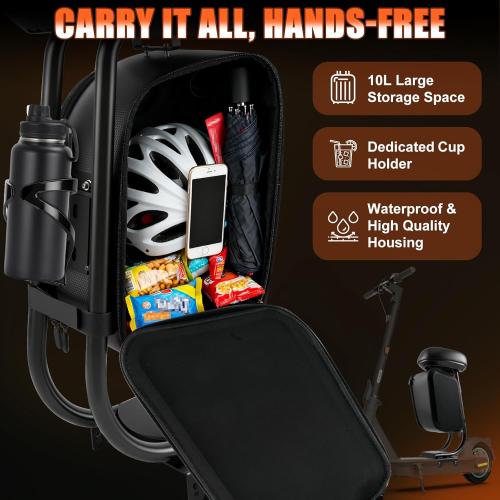 Electric Scooter Seat Compatible with Segway Ninebot MAX G2 G65 MAX2 Seat Attachment for Adult with 10L Large Storage Bag, Cup Holder, PU Cushion