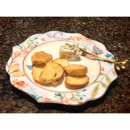 YBKTEX Ceramic Plate- Butterfly Pattern (Blue (10.5inches Flat Plate))