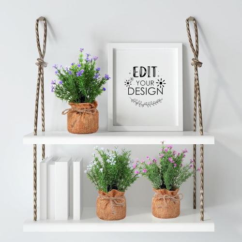 Tobeelec 3 Pcs Babys Breath Artificial Flowers in Small Burlap Bag Vases -Gypsophila Faux Flowers Farmhouse Home Coffee Table Bookshelf Office Desk Decorations Kitchen Dining Room Fake Plants Indoor