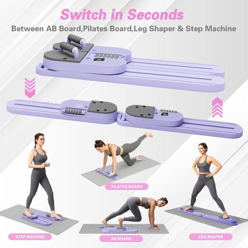 Pilates Board, Upgrad Pilates Reformer Machine, 6-in-1 Multifunction Abdominal Fitness Board for Home Workout Equipment, Portable Reformer Machine for Full Body Workout