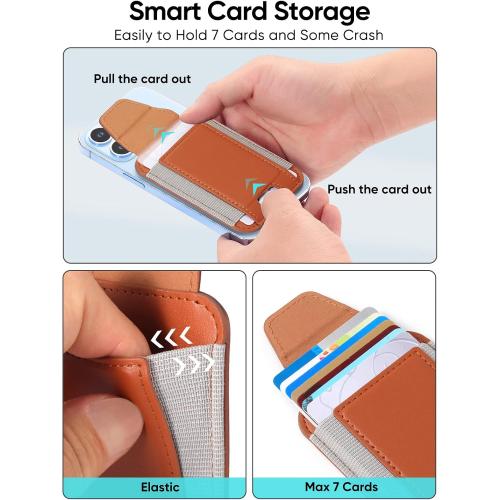 Miroddi for MagSafe Wallet with Privacy Flap, Strongest Magnetic Card Holder for iPhone 17/16/15/14/13/12 Series, Leather Magnetic Phone Wallet, Fit 7 Cards, RFID Blocking, No More Falling, Brown