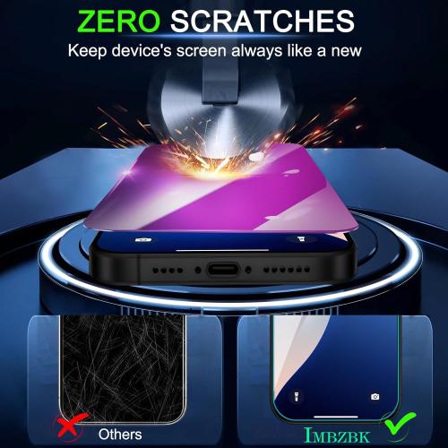 IMBZBK [Auto-Dust Removal] Colorful Privacy Screen Protector for iPhone 17 Pro Max [Private] Accessories, 3 Pack Anti Spy Anti-Blue Light Tempered Glass, Briliant Gradient Purple