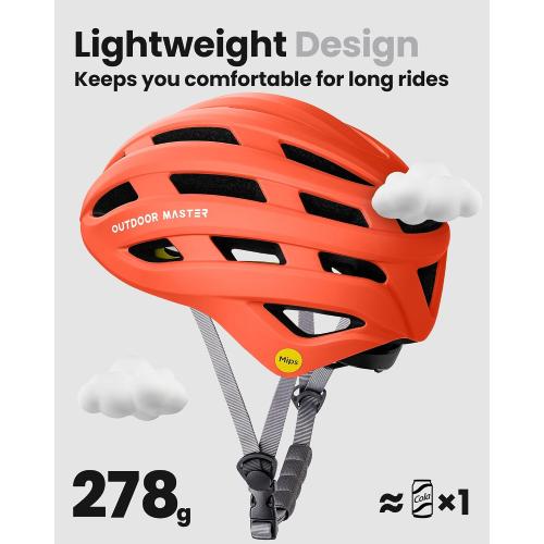 OutdoorMaster MIPS Bike Helmet for Adults-Two Removable Liners & Ventilation in Multi-Environment - Road Bicycle Helmets in Mountain, Motorway for Youth & Adult
