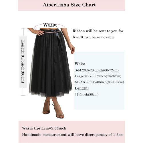 size XL A line Tea Length Tulle Skirt for Party Prom Casual Wear