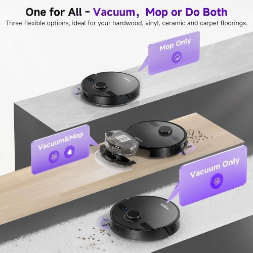 MONSGA Robot Vacuum and Mop Combo, 5000Pa Robotic Vacuum with 3.5L Self Emptying Station, Lidar Navigation Robot Vacuum Cleaner, 180mins Runtime, APP/Remote/Voice Control, for Hard Floors and Carpets