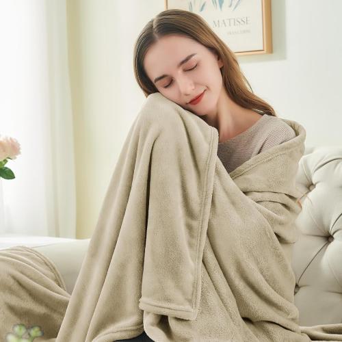 Fleece Blanket Soft Plush Throw for Couch Linen