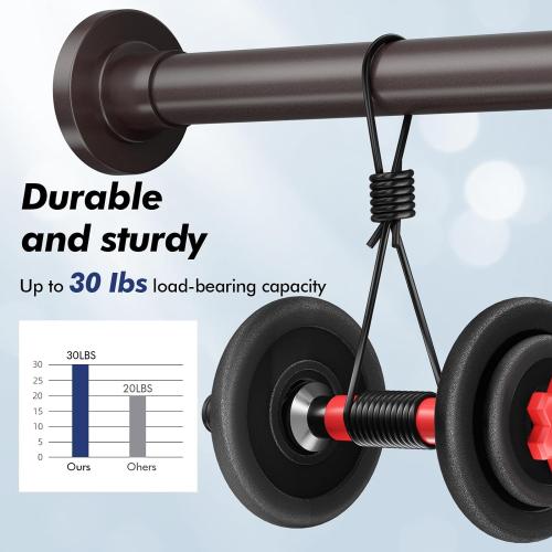 Bronze Shower Curtain Rod Tension 30 to 80 Inch,1 Inch Diameter Adjustable Tension Curtain Rod No Drilling,Shower Rods for Bathroom,No Rust