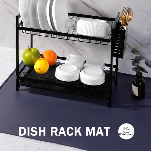 SAPID Raised Edges 32x24 Extra Large Silicone Mat, Rolled-Up Silicone Mats For Kitchen Counter Heat Resistant Silicone Mat With Lip, Thick Countertop Protector Mat,Silicone Mats For Crafts,Navy Blue