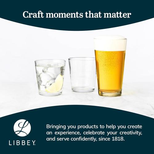 Libbey 1639HT Restaurant Basics DuraTuff 16 oz Pint Glasses Set of 12, All Purpose Heavy Duty Glasses, Glass Drinkware for Beer, Water, Soda and More