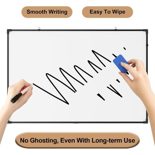 Monthly Calendar Dry Erase Board 36x24 Inch, Double-Sided Whiteboard and Corkboard Combo with Black Aluminum Frame (Color Calendar), Wall Mounted Planner with Marker, Magnet, Push Pin, Eraser