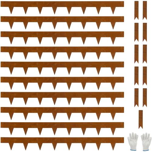 10-Pack Corten Steel Landscape Lawn Edging 4.5 inch Height, Rust Patina Finish Bendable Metal Strips, Hammer-in Edge Border - Yard Pathway Divider, 40 inch Each(33Ft Total), #LYLB45RT-US