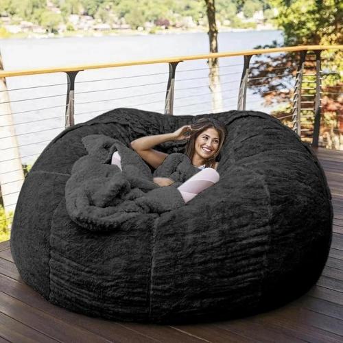 Big Huge Giant Bean Bag Chair for Adults, (No Filler) Bean Bag Chairs in Multiple Sizes and Colors Giant Foam-Filling Required- Machine Washable Covers, Double Stitched Seams (Black,5FT)