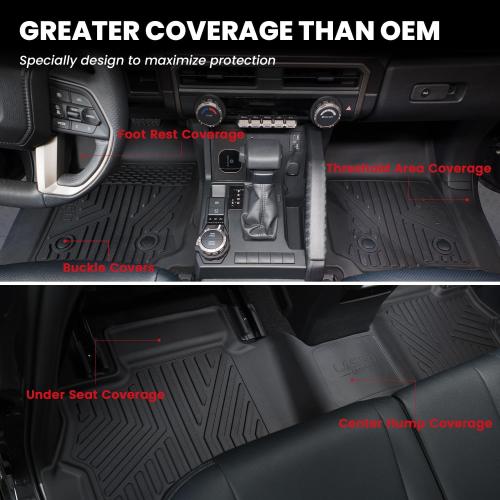 LASFIT Floor Mats for Toyota 4Runner 2025 2026 5 Seats(Not fit Hybrid) with Trunk mat&backrest mat, All Weather TPE Custom Fit Floor Liner for 4 Runner SR5/TRD/Limited 6th gen Front&Rear Car Mats