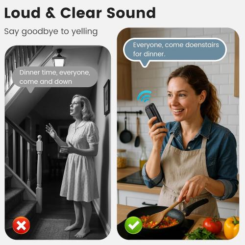 Wireless Intercoms for Home, Rechargeable & 1 Mile Range (5280ft)