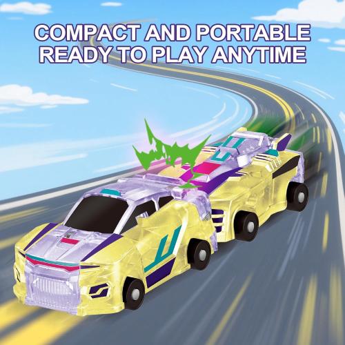 Collision Transforming Dinosaur car Toy | 2-in-1 robo Crash Magnetic Race Cars | Transform into Dinosaurs Robot Toys | for Boys & Girls Age 4-8 (Crystal Purple Dragon)