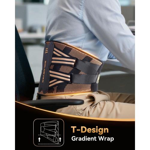 Copper-Infused Back Brace for Men Lower Back Pain Relief [Medical-Grade & Stronger Support] Lumbar Support Belt with Support System for Women - Back Support Brace for Heavy Lifting and Work
