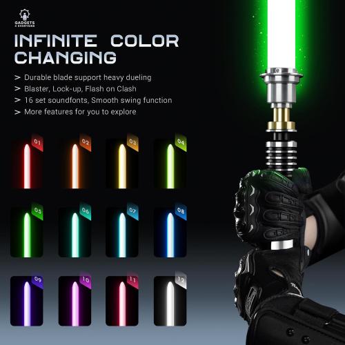 SaberLabs Lightsaber with Bluetooth App, Smooth Swing, 16 Sound Fonts, 3 Light Effects, Infinite Color Change and Motion Control. Light Saber for Adults and Cosplay. (RGB-LS)