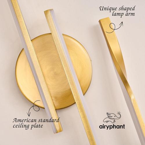 Gold Hardwired LED Wall Sconce Set of 2, Remote Control Wall Lamp for Bedroom Modern Dimmable Wall Light for Bedroom Living Room Foyer 15W