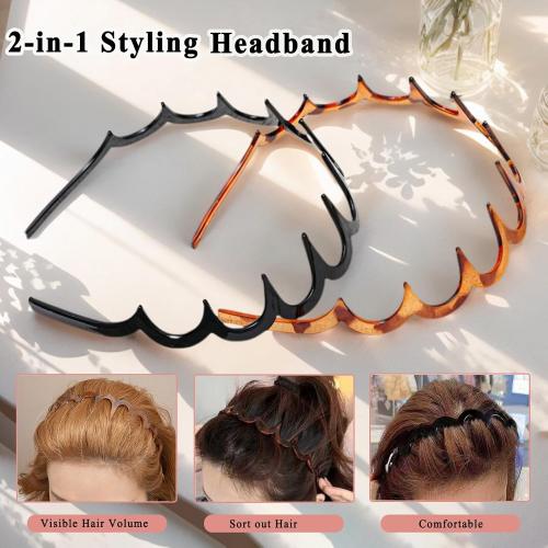 6Pcs U Shape Fashion Tooth Hair Comb Headband,High Cranium Headbands for Women's Hair, Reversible Korean Headbands with Teeth ﻿ (Mix 6Pcs, M)