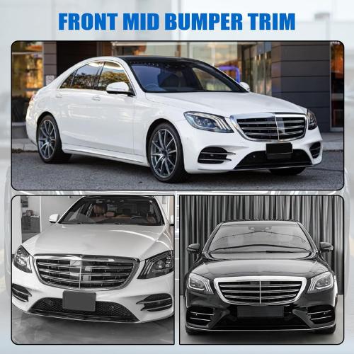 NLQR Front Mid Bumper Trim Lip Bezel Compatible with Mercedes-Benz S450 S560 S560e 2018-2020 Replace 222-885-76-00 2228857600 A2228857600 Front Lower Bumper Chrome Molding Trim