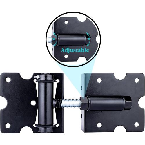 Self Closing Gate Hinges, Heavy Duty for Vinyl/Wood/Metal Fence, Pack of 2, with Slef-Tapping Screws and Adjuster Tool