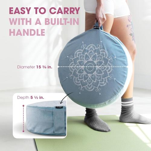 Yes4All Meditation Cushion, Floor Pillow Foam Zafu Buckwheat, Mandala Pattern Yoga Meditation Bolster Pillows, Floor Cushions