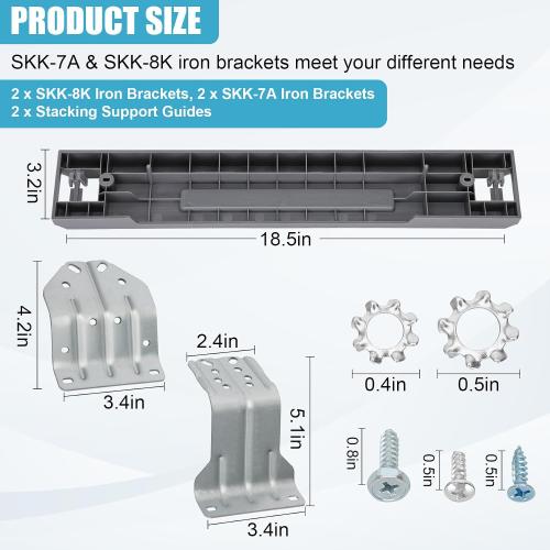 Size 27 2024 UPGRADED SKK-8K & SKK-7A Stacking Kit for Samsung's 27 Wide Front Load Washer and Dryer Combo - Samsung Stackable Washer Dryer Kit Including All Parts - Replace for SK-5A SK-5AXAA
