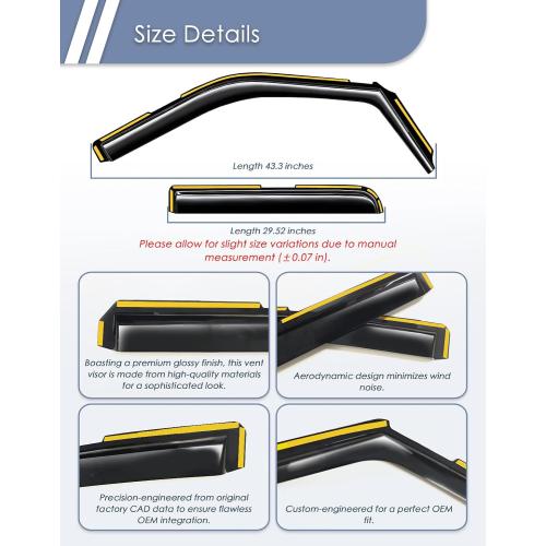 in-Channel Window Visors Rain Guards for Ford F150 2021-2026 SuperCrew | Goholy,PC,Extra Durable,in-Channel,Window Vent,Wind Shades,Side Window Visors,Vent Visor, Window Deflectors,Truck Accessories