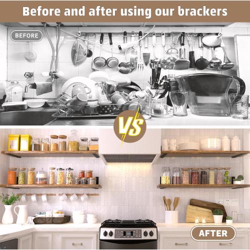 Countertop Support Bracket 14 Inch 4 Pack Countertop Bracket for Granite 3/8 Thick 14x6x2.5 Heavy Duty L Brackets Shelf Brackets Metal Corbels for Quartz/Granite/Wood/Concret/ Laminate Countertops