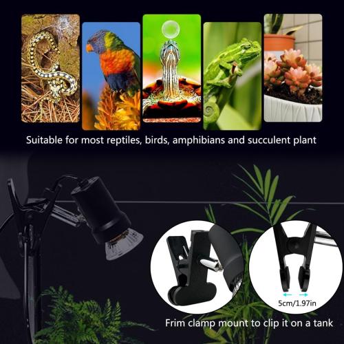 DOMICA Turtle Heat Lamp   2 Heating Bulbs (50W,35W), Reptile UVA UVB Basking Spot Lamp, Warming Light with Clamp for Tortoise, Lizard, Snake, Leopard Gecko, Beared Dragon, Brooder Box