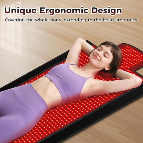 Red Light Therapy Mat, 2in1 LEDs (660nm& 850nm) Red Light Therapy Blanket, Premium Material, Adjustable Timer & Intensity
