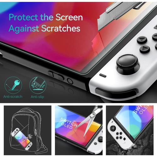ivoler 4-Pack Tempered Glass Screen Protector Designed for Nintendo Switch OLED Model 2021&2023 with [Alignment Frame] Transparent HD Clear[Updated Version] Screen Protector for Switch OLED 7''
