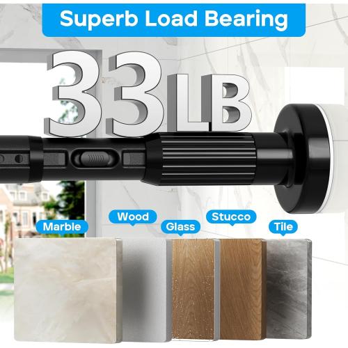 Tension Curtain Rod，40-126.5IN(3.33-10.54Ft) One-Click Fast Extension Rod Easy to Install Black Long Outdoor Curtain Rods No Drilling Never Rust for Window or Shower Patio Diameter 1.26 Inches