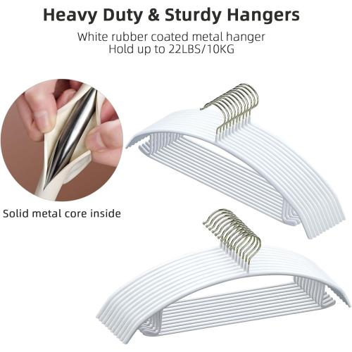 Pack of 20 Size 16.5 Color White  Clothes Hangers 20 Pack, Non Slip Hangers Sweater Hanger No Shoulder Bump, 16.5 Inch Wide Durable and Strong Shirt Coat Dress Skirt Suit Hangers with Pants Bar for Laundry & Everyday Use, White
