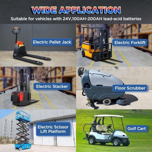 Forklift Battery Charger 24V 20A Trickle Charging Pallet Jack Battery Charger 24 Volt Forklift Charger with 16FT Cable for 24V Electric Pallet Jack, Stacker, Floor Scrubber, Scissor Lifter