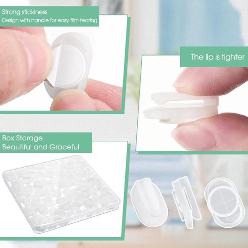 TaoBary 120 Pieces Adhesive Plastic Sticky Clips White Reusable Removable