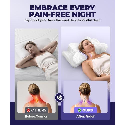 Sleep Doctor Approved Cervical Neck Pillow for Sleeping, Ergonomic Contour Side Sleeper Pillows for Adults, Cooling Orthopedic Pillow for Pain Relief Support, Memory Foam Pillows Back Stomach Sleepers