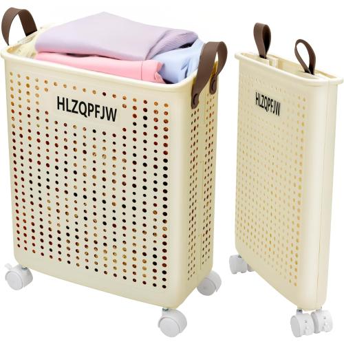 Cream Yellow Medium HLZQPFJWcollapsible laundry baskets,laundry basket with wheels,laundry hamper with wheels,dorm laundry hamper,childlaundry basket plastic (Cream yellow, Medium)