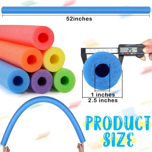 Hanaive 6 Pack Pool Noodles Swimming Floating Foam Tube 52 Inch Hollow Swim Noodles Bulk Floats Heavy Duty for Swimming Decoration Craft Projects Multi-Purpose
