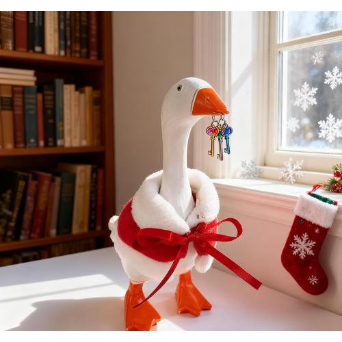 Christmas Mini Desk Goose Outfit 7inch Magnetic Silly Goose Statue Keychain Clothes Costume for Table Desk Key Holder Decoration