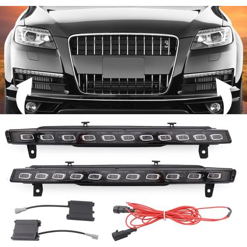 MotorFansClub Front LED DRL Daytime Running Fog Lights Lamps Fit for Audi Q7 2010 2011 2012 2013 2014 2015 with Turn Signal Lamps