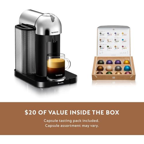 Nespresso Vertuo Coffee and Espresso Maker by Breville, Chrome with Aeroccino Milk Frother