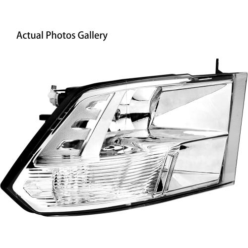 Pair Headlights Assembly Set For 2009 2010 2011 2012-2018 Dodge Ram 1500 2500 3500 5500 ST SXT SLT Pickup/2019-2022 Ram 1500 Classic Truck Replacement Headlamps Chrome Housing Clear Lens LH&RH