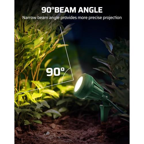 DEWENWILS 120V Spotlight Outdoor, 500LM Waterproof LED Spot Light with 3 Extra Lenses (Red Yellow Green), Landscape Lighting for Holiday, Trees, Flag, 5FT Extension Cord, UL Listed