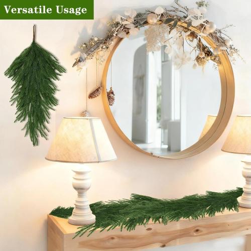 2 Pcs 29.5’’ New Year Teardrop Swags, 21 Branches Each Artificial Hanging Decorations Christmas Indoor Outdoor Ornament