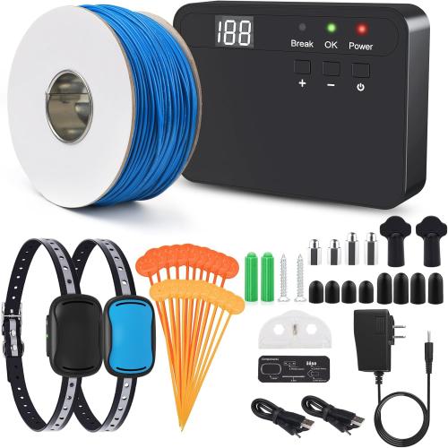 MASBRILL Electric Fence for Dogs, 2024 Upgraded Underground Above Ground Electric Dog Fence Pet Containment System with Waterproof Rechargeable Training Collar, Tone/Shock Correction