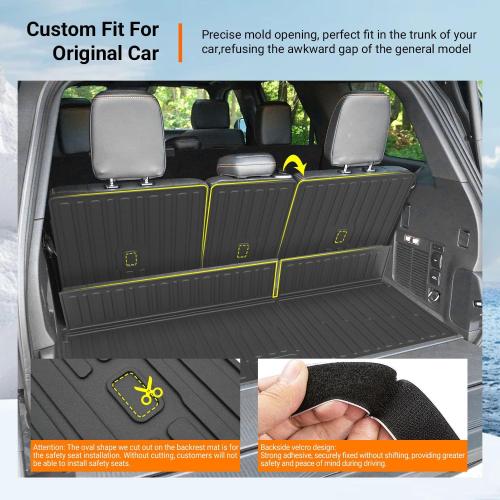 powoq Cargo Mat Compatible with 2025 2026 Ford Expedition Lincoln Navigator Cargo Liner Trunk Mat Back Seat Protector Replacement for 2025 2026 Ford Expedition Accessories (Trunk Mat Backrest Mats)