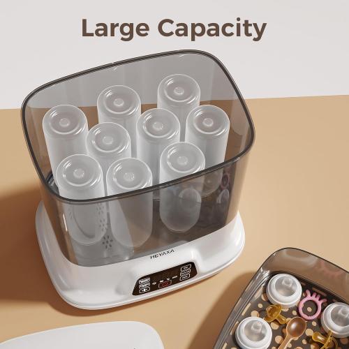 HEYAXA Baby Bottle Steri-lizer and Dryer, 10 Bottles Large Capacity, 4 in 1 Electric Steamer and Dryer for All Bottles, Parts & Baby Essentials, Touch Screen and Auto-Off