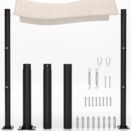 Sun Shade Sail Poles, 10 FT Sun Shade Poles, 2.6 Diameter Steel Heavy Duty Shade Sail Pole with Expansion Bolt Hardware for Outdoor Shading in Gardens and Backyards, Patio, Black 2 Packs
