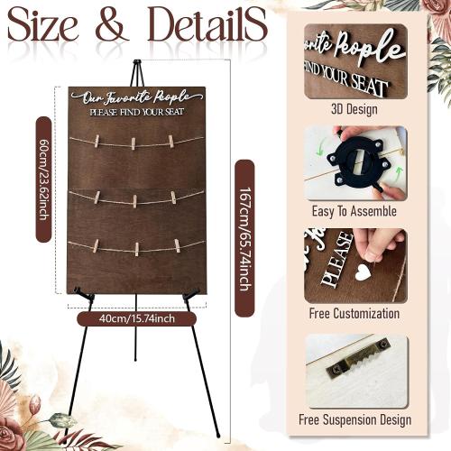 OurWarm Seating Chart for Wedding Reception Display, 23.6x15.7 Inch Rustic Wooden Wedding Seating Chart Board, Find Your Seat Wedding Signs for Reception Decor, Fits Display 4x6 Inch Cards